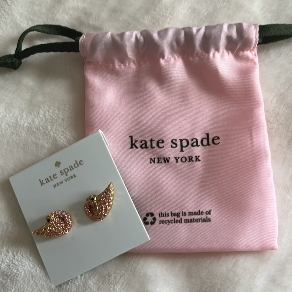 Kate Spade Swan pink crystal stud earrings